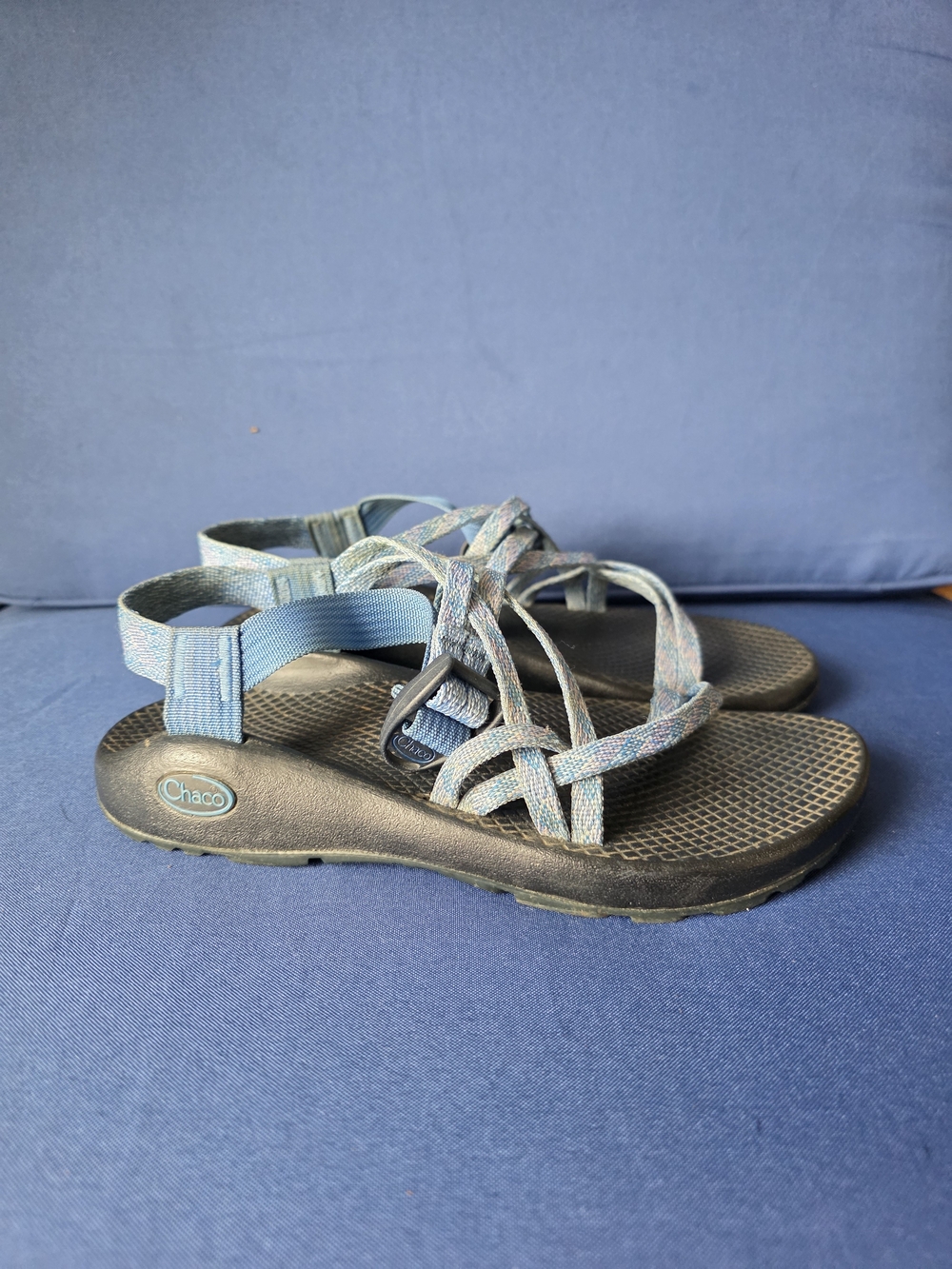 Chaco Z/1 Classic Sandals Blue Grey Webbing Women’s Adjustable Hiking Sport Sz 7